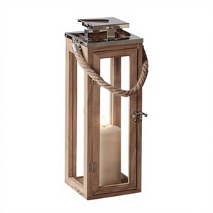 Portavelas de Madera Rústico Hecho a Mano con Impresión Personalizada y Paneles de Vidrio para Iluminación Decorativa Interior - Product Image 4