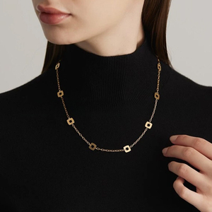 Collar de <span class=keywords><strong>Cadena</strong></span> con Diseño Único de Bucle Cuadrado Geométrico, Acero Inoxidable Resistente al Deslustre, Chapado en Oro de 18k, para Joyería Hip Hop - Product Image 2
