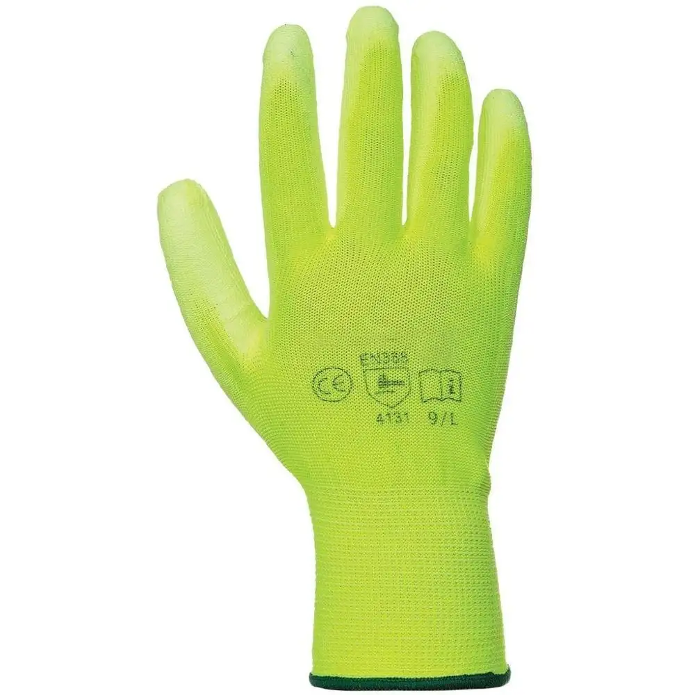 Цветные садовые перчатки с полиэфирной/нейлоновой подкладкой, белые легкие защитные рабочие перчатки с полиуретановым покрытием