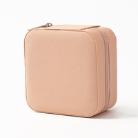 Boîte à bijoux carrée portable et compacte pour ranger les bagues, les boucles d'oreilles, les colliers, pour les voyages et la maison