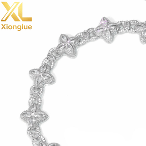 Gorgeous <b>Delicate</b> Romantic Pink Micro Pave CZ Four Petal Flower Link Chain Copper Statement Floral <b>Necklace</b> - Product Image 1