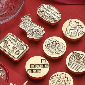 Ensemble de tampons à cire pour la Saint-Valentin, finition mate, tête en cuivre, petit format rond, pour lettres d'amour, décoration d'enveloppes - Product Image 3