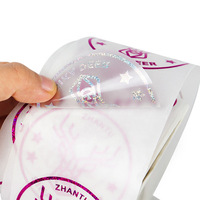 Vente en gros personnalisation autocollant d'étiquette logo doré transparent rond pour emballage cadeau