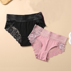 Mutandina di cotone a <span class=keywords><strong>vita</strong></span> <span class=keywords><strong>alta</strong></span> elastica in <span class=keywords><strong>pizzo</strong></span> da donna - Product Image 3