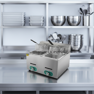 VNASH Nouvelle <span class=keywords><strong>friteuse</strong></span> professionnelle à <span class=keywords><strong>gaz</strong></span> de comptoir à double cuve de 22,8 Qt (<span class=keywords><strong>12</strong></span> <span class=keywords><strong>litres</strong></span>) avec 2 paniers - Product Image 6