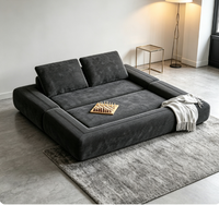 Modulares Modernes Bodensofa Sektionales Sofa Cord Niedrigprofiliges Sofaset Breite Armlehne Abnehmbare Rückenkissen Schlafzimmer Outdoor