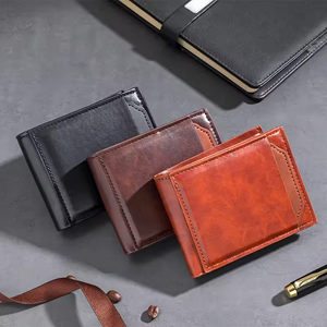 Cartera de PU Retro <span class=keywords><strong>para</strong></span> Hombre, Estilo Ejecutivo, Impermeable, con Clip <span class=keywords><strong>para</strong></span> Tarjetas y Monedas, Portátil, Clásica y Corta - Product Image 1