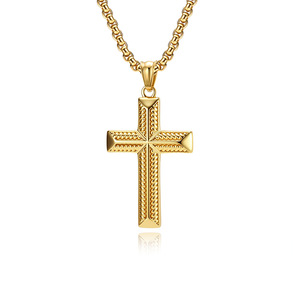 Cross-border yunnique retro trendy spiral cross necklace, niche high-end artistic versatile <b>titanium</b> steel pendant - Product Image 5