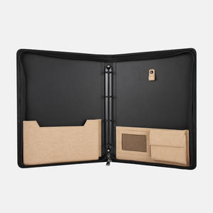 Four-Hole <b>Binder</b> Morandi Green Zipper Handbag Travel Document <b>Leather</b> Organizer Folder - Product Image 5