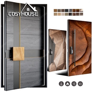Porte d'entrée de luxe COSYHOUSE en aluminium, design artistique, sur mesure, avec finition grain de bois - Product Image 5