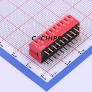 DS1040-10RT DIP Switch Through hole Component (THT) Switch 10 2.54mm Red - Product Image 1