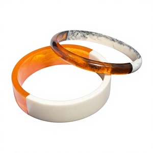 Nouveaux Bracelets Fantaisie en Résine Acrylique Faits Main, Design Marbré Marron et Blanc Tendance, Bijoux Unisexe à la Mode pour Femme - Product Image 1