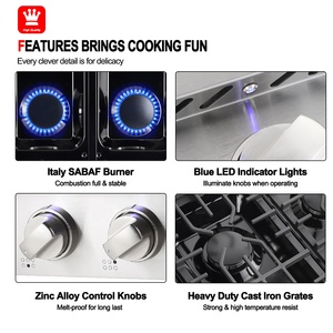 JunSky-Estufa profesional de <span class=keywords><strong>gas</strong></span> <span class=keywords><strong>natural</strong></span> de 36 pulgadas con luces indicadoras azules, 6 quemadores sellados empotrados profundos - Product Image 4