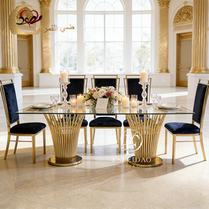 Table de salle à manger ovale moderne de luxe en acier inoxydable doré pour mariés, idéale pour l'hôtellerie et l'extérieur - Product Image 5