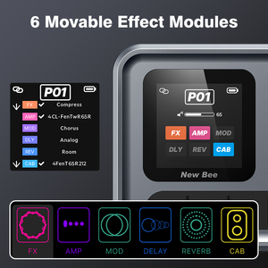 Pédale multi-effets de marque avec <span class=keywords><strong>80</strong></span> présélections modifiables, 40 effets sonores, fonction métronome, processeur de pédale multi-effets pour guitare - Product Image 4