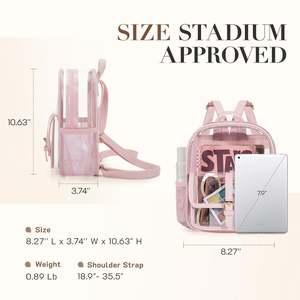 Custom Water Resistant Clear School <b>Backpack</b> <b>Mini</b> Transparent Shoulders <b>Backpack</b> for Stadium Concerts - Product Image 3