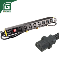 Unidad de Distribución de Energía (PDU) GETEKnet 1U de 8 Puertos y 16A con Enchufes UK C13 y Alemania, para Rack de Servidores y Gabinetes de Datos