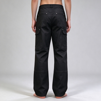 Pantalons et pantalons droits pour hommes en coton sergé noir, avec rivets personnalisés, fermeture éclair et taille plate, pour l'entraînement