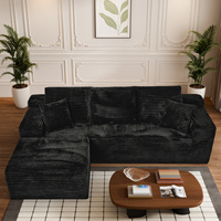 Canapé modulaire combinable Cloud de 107 pouces - Canapé d'angle pour salon avec fauteuil inclinable, canapé moderne, noir