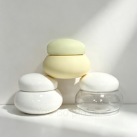 Jars de crème de soin de la peau en plastique PET luxueux et vides avec couvercle à vis pour crème visage, jaune pâle/blanc transparent, tailles 50/100/200 ml