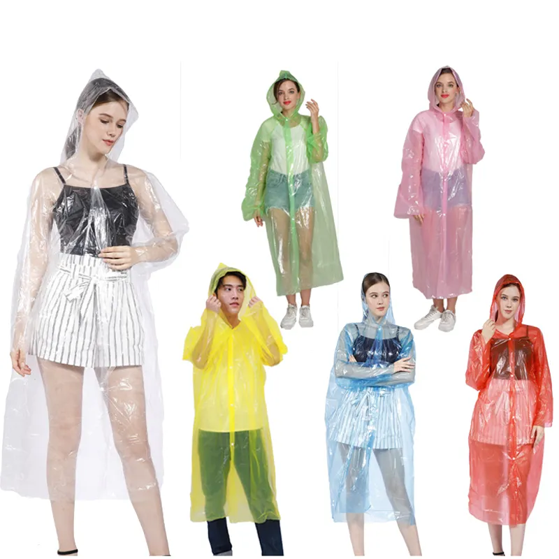 Hot Sale Disposable PE Rainwear Rain Coat Raincoat For Adults and Kids Rain Poncho Waterproof Raincoats