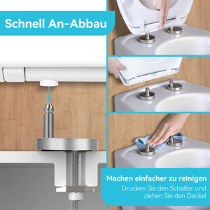 Siège de toilette ovale en urée Duroplast à fermeture douce, charnière à dégagement rapide, trous de fixation réglables, couvercle de toilette amovible pour WC domestique - Product Image 4