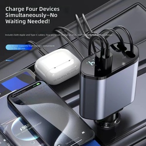 120W Einziehbares Aluminium-Autoladegerät 4-in-1 Schnellladung USB-C Kabel Zigarettenanzünder-Adapter für Kopfhörer - Product Image 3