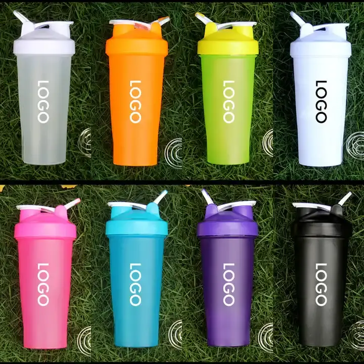 Logotipo personalizado 600ml Shaker Gym Bottle Logotipo personalizado Plástico Portátil Fitness Gym Sports Protein Shaker Cup Botella de agua
