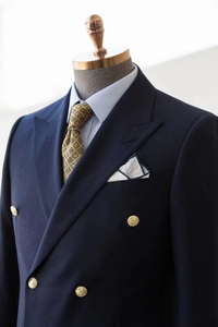 HARCHOY Classic British <strong>Navy</strong> <strong>Blue</strong> Double-Breasted Woolen <strong>Blazer</strong> for Men XL Plus Size Casual Business Style with Metal Buttons - Product Image 2