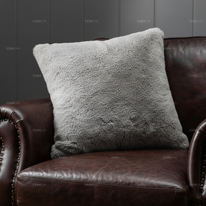 <span class=keywords><strong>Federe</strong></span> per Cuscini Decorativi 18x18 Pollici in Morbida Pelliccia Sintetica di Coniglio Grigio Neutro di Lusso per Divano, Camera da Letto - Product Image 1