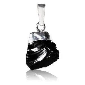 Ожерелье из натурального черного обсидиана, с аметистом, 18 карат