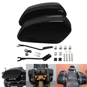 1 Paire de sacoches latérales en plastique ABS + fibre de verre noir brillant pour Softail Low Rider - Product Image 4