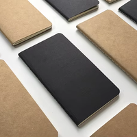 Cahier d'exercices en kraft marron et noir personnalisé de petite taille avec bloc-notes de composition cousu en fil pour les écoliers