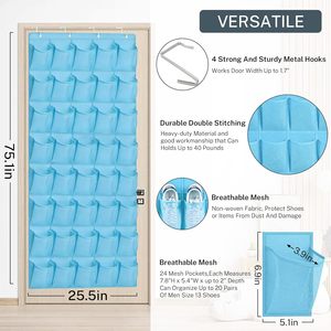 Organisateur de chaussures à suspendre derrière la porte, 40 poches, en maille, pour ranger les chaussures derrière la porte - Product Image 3
