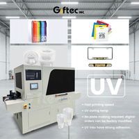 Imprimante UV à passage unique entièrement automatique Giftec avec CMYKW pour la fabrication de porte-clés, souvenirs, cadres de plaques d'immatriculation