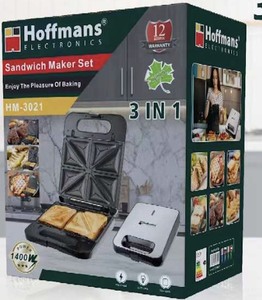 Machine à sandwich Hoffmans HM-3021 3 en 1, 1400W, 220V, gaufrier électrique, presse à panini antiadhésive pour le petit-déjeuner en famille - Product Image 6