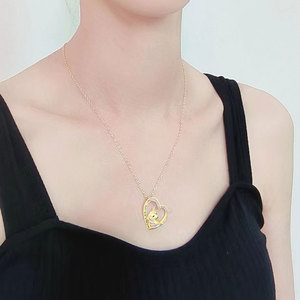 Collana in Rame Placcato Oro per Bambini, Ciondolo a Forma di Unicorno Colorato con Cuore, Gioielli all'Ingrosso - Product Image 2