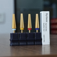 HYTOOS 24mm Super Long 5 en 1 Embouts de ponceuse à ongles en carbure de titane coniques, bidirectionnels, accessoires de ponçage électrique pour manucure