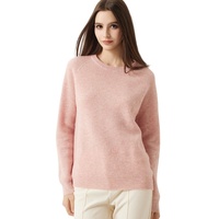 Pull en laine mérinos fine de luxe pour femme, col rond, toucher doux, couleur personnalisée, tricot en laine naturelle, pull en pure laine