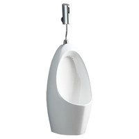 Wandmodel wit keramisch urinoir met handbediende spoeling voor commerciële projecten, hotels, openbare toiletten, sanitair.