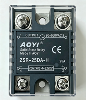 Relais statique monophasé haute tension ZSR-25DA-H 25A, contrôle DC-AC 4-32VDC, déclenchement par passage par zéro 90-660VAC, module SSR