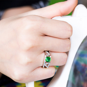 Openwork Leaf Green <b>Stone</b> <b>Ring</b> for Women Elegant Botanical Fashion Finger Jewelry - Product Image 3