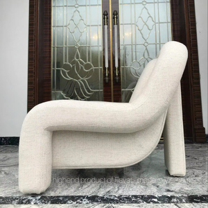 Fauteuil d'appoint moderne et durable en tissu bouclé crème, fauteuil incurvé pour salon, chambre, hôtel, salle de séjour, extérieur - Product Image 1