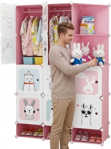 Armadio Modulare in Plastica <span class=keywords><strong>per</strong></span> Bambini, Armadio Appendiabiti con <span class=keywords><strong>Scarpiera</strong></span> Organizzatore <span class=keywords><strong>per</strong></span> Camera da Letto - Product Image 5
