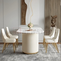Newstar Stone Nouveau design de meubles de bonne qualité Table de salle à manger ovale en pierre de marbre Table fixe de luxe