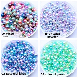 Perles d'imitation en gros, perles brillantes arc-en-ciel plaquées, breloques pour manucure et artisanat fait main - Product Image 2