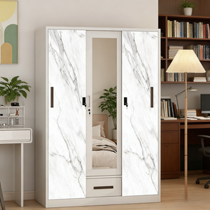 Armario Corredizo de Acero de 3 Puertas, Moderno, de Alta Calidad y Personalizable, <span class=keywords><strong>con</strong></span> Organizador de Ropa, Duradero y <span class=keywords><strong>con</strong></span> Cerradura para Almacenamiento en el Dormitorio - Product Image 1