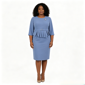 Robe Formelle Unie de Haute Qualité pour Femmes Africaines Grandes Tailles, Style Turc, Idéale pour l'Église - Product Image 1