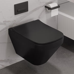 Sanitaire Salle de bain de luxe Céramique <span class=keywords><strong>Noir</strong></span> Carré Toilette suspendue au mur Toilette suspendue <span class=keywords><strong>rectangulaire</strong></span> - Product Image 1