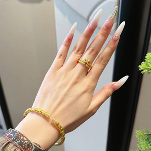 Wukong Monkey King Style 18K ชุบทองผู้หญิงกำไลข้อมือทองแดงแหวนเปิดแน่นห่วงสาป<span class=keywords><strong>แช่ง</strong></span>ชุดเครื่องประดับแฟชั่น - Product Image 2